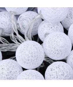 2m 10'lu Işıklı Beyaz Top Dekoratif Süs Pilli