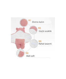 0-12 Ay Bebek Dış Kundak Welsoft Battaniye Ayaklı Model Pembe kundak