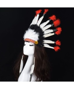 Kızılderili Başlığı Şapkası kırmızı beyaz Kızılderili Başlığı Şapkası kırmızı beyaz