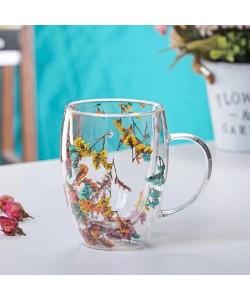 Orjinal Kurutulmuş Çiçekli Kupa Bardak