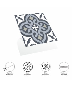 DecoHandy  Pvc Yer Karosu 30x30cm 4'lü Paket - Çini Desen  0,36m2 DecoHandy  Pvc Yer Karosu 30x30cm 4'lü Paket - Çini Desen  0,36m2