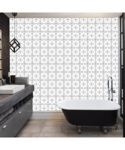 DecoHandy  Pvc Yer Karosu 30x30cm 4'lü Paket - Siyah Daire Geometrik Desen  0,36m2 DecoHandy  Pvc Yer Karosu 30x30cm 4'lü Paket - Siyah Daire Geometrik Desen  0,36m2