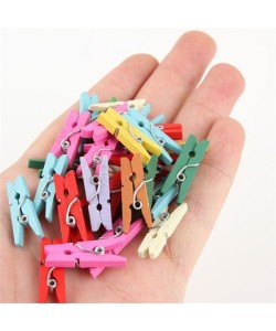 Ahşap Renkli Mini Mandal 100 Adet