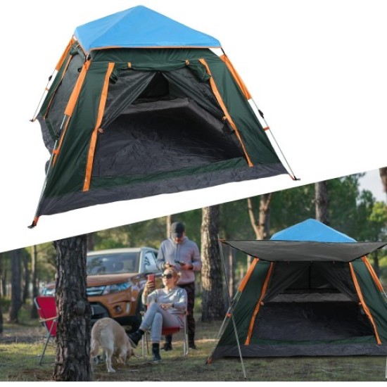Tam Otomatik Su Ve Rüzgar Geçirmez Gölgelikli Tenteli 6 Kişilik Kamp Çadırı 240*240*155cm Tam Otomatik Su Ve Rüzgar Geçirmez Gölgelikli Tenteli 6 Kişilik Kamp Çadırı 240*240*155cm