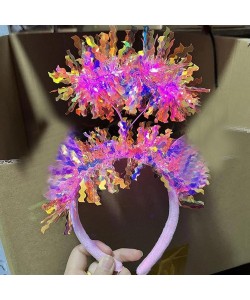 Püsküllü Led Işıklı Parlak Hologramlı Taç Pembe