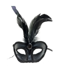 Rugan Kaplama Kırmızı Tüylü Parti Maskesi