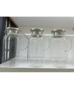 1500 ml Borosilikat Cam Su Sürahisi - Metal Kapaklı ve Isıya Dayanıklı