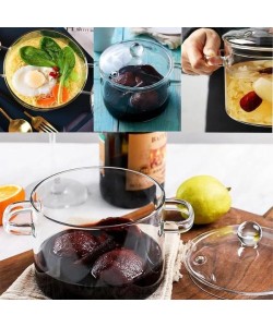 Ahşap Kapaklı Borosilikat Cam Tencere Seti