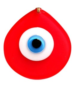 Nazar Boncuklu Damla Model Nar Çiçeği Rengi El Yapımı Cam Duvar Süsü Nazar Boncuklu Damla Model Nar Çiçeği Rengi El Yapımı Cam Duvar Süsü