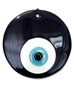 Nazar Boncuklu Siyah Cam El Yapımı Duvar Süsü Nazar Boncuklu Siyah Cam El Yapımı Duvar Süsü