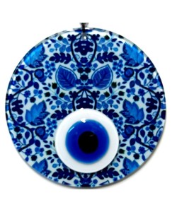 Yaprak Desenli El Yapımı Cam Nazar Boncuğu Yaprak Desenli Cam Duvar Süsü