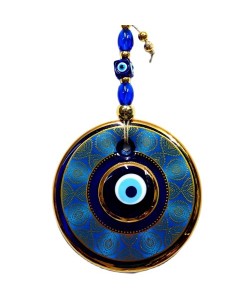 Altın Yaldızlı Nazar Boncuğu İşlemeli El Yapımı Duvar Süsü, Hediyelik Nazarlık