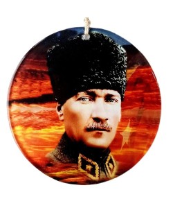 Kalpaklı Atatürk 15 Santimetre Füzyon Cam Duvar Süsü