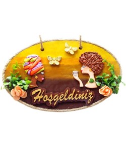 Keyifli Kadınlar El Yapımı Hoşgeldiniz Yazılı Kapı Süsü Keyifli Kadınlar El Yapımı Hoşgeldiniz Yazılı Kapı Süsü