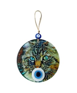 Nazar Boncuklu Füzyon Cam Kedi Duvar Süsü Nazar Boncuklu Füzyon Cam Kedi Duvar Süsü