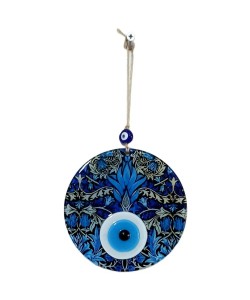 Turkuazın Zarafeti Nazar Boncuklu Füzyon Cam 16 Santimetre Çapında Elegant Duvar Süsü