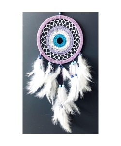 Nazar Boncuğu Motifli Lila Rengi Dream Catcher Düş Kapanı Duvar Süsü Nazar Boncuğu Motifli Lila Rengi Dream Catcher Düş Kapanı Duvar Süsü