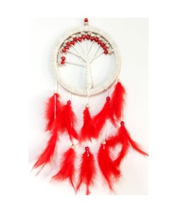 Kırmızı Kuş Tüylü Hayat Ağacı Düş Kapanı Duvar Süsü Kırmızı Kuş Tüylü Hayat Ağacı Düş Kapanı Duvar Süsü