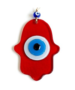 Nazar Boncuklu Kırmızı Renk Fatma Ana Bereket Eli Cam Duvar Süsü Nazar Boncuklu Kırmızı Renk Fatma Ana Bereket Eli Cam Duvar Süsü