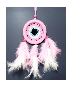 Pembe Dream Catcher Pembe Ve Beyaz Kuş Tüylü Düş Kapanı El Yapımı Duvar Süsü
