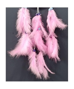 Pembe Kuş Tüylü Dream Catcher El Yapımı Rüya Kapanı Duvar Süsü