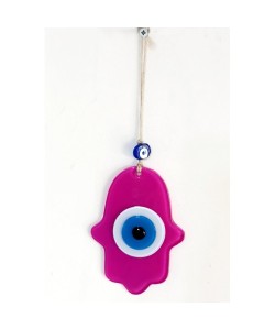 Nazar Boncuklu Fuşya Renk Fatma Ana Bereket Eli Cam Duvar Süsü Nazar Boncuklu Fuşya Renk Fatma Ana Bereket Eli Cam Duvar Süsü