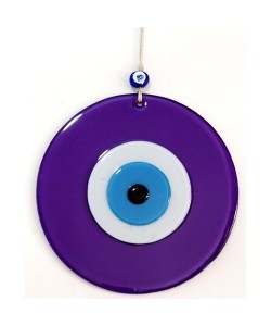 Nazar Boncuklu Mor Renk 20 Santimetre Çapında Cam Duvar Süsü Nazar Boncuklu Mor Renk 20 Santimetre Çapında Cam Duvar Süsü