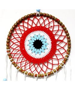 Nazar Boncuğu Motifli Düş Kapanı El Yapımı Kırmızı Duvar Süsü Nazar Boncuğu Motifli Düş Kapanı El Yapımı Kırmızı Duvar Süsü