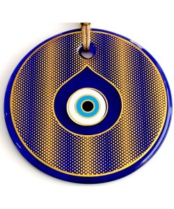 Altın Sarısı Yaldızlı Damla Göz Modelli Cam Duvar Süsü