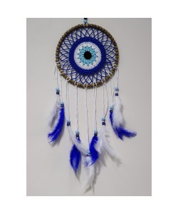 Nazar Boncuğu Desenli Kuş Tüylü El Yapımı Düş Kapanı Duvar Süsü Nazar Boncuğu Desenli Kuş Tüylü El Yapımı Düş Kapanı Duvar Süsü