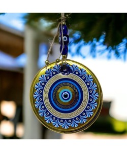 Altın Varak Nazar Boncuklu Duvar Süsü Cam Duvar Dekoru