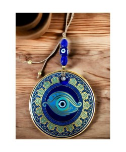 Altın İşlemeli Balık Gözlü Nazar Boncuklu Duvar Süsü