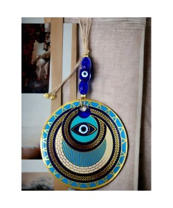 Altın İşlemeli Halka Model Nazar Boncuk Gözlü Duvar Süsü Zincir Duvar Dekoru