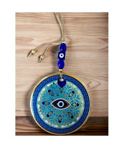 Nazar Boncuk Gözlü Mavi Çizgili Duvar Süsü Desenli Duvar Dekoru Nazar Boncuk Gözlü Mavi Çizgili Duvar Süsü Desenli Duvar Dekoru