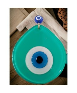 Mavi Nazar Boncuklu Açık Yeşil Renk Nazar Boncuklu Damla Desen El Yapımı Duvar Süsü Mavi Nazar Boncuklu Açık Yeşil Renk Nazar Boncuklu Damla Desen El Yapımı Duvar Süsü