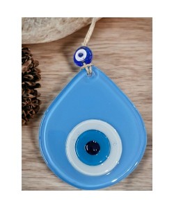 Orta Boy Mavi Damla Desen Nazar Boncuklu Duvar Dekoru Cam Duvar Süsü