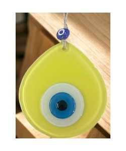 Mavi Nazar Boncuklu Sarı Renk Nazar Boncuklu Damla Desen El Yapımı Duvar Süsü Mavi Nazar Boncuklu Sarı Renk Nazar Boncuklu Damla Desen El Yapımı Duvar Süsü