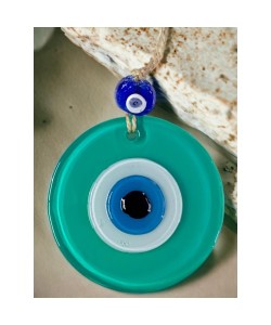 Yeşil Nazar Boncuklu Duvar Süsü 10 Cm Cam Duvar Dekoru