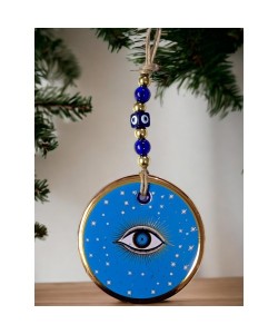 Mavi Renk Yıldız Motifli Gözlü Duvar Süsü Cam Duvar Dekoru Mavi Renk Yıldız Motifli Gözlü Duvar Süsü Cam Duvar Dekoru