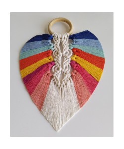 Yedi Çakra Renklerinde Yaprak Makrome Duvar Dekoru