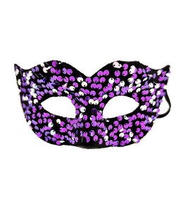 Mor Renk Arkadan Lastikli Pul Payet İşlemeli Balo After Parti Maskesi Mor Renk Arkadan Lastikli Pul Payet İşlemeli Balo After Parti Maskesi