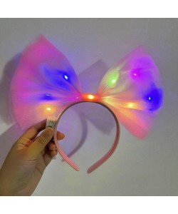 Rengarenk Led Işıklı Fiyonk Tül Parti Tacı Pembe