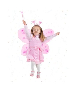 Toz Pembe Kelebek Kanadı Tacı ve Sopası