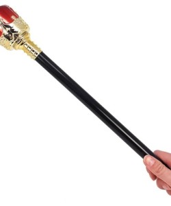 Altın Kral Tacı ve Kırmızı Topuzlu Asası Seti