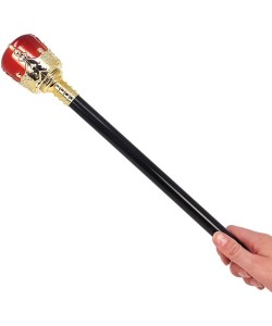 Altın Kral Tacı ve Kırmızı Topuzlu Asası Seti