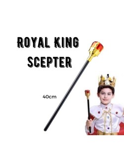 Çocuk Boy Altın Renk Kral Tacı ve Kırmızı Topuzlu Kral Asası Çocuk Boy Altın Renk Kral Tacı ve Kırmızı Topuzlu Kral Asası