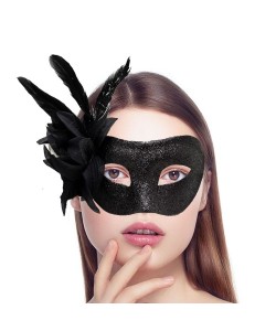 Siyah Metalize Tüylü Parti Maskesi Siyah Metalize Tüylü Parti Maskesi