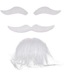Beyaz Renk Kendinden Yapışkanlı Takma Sakal Bıyık ve Kaş Seti