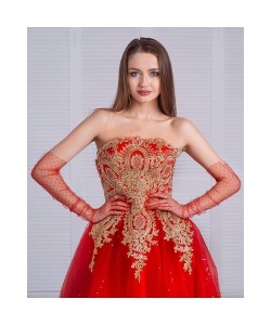 Uzun Boy Kırmızı Puantiyeli Kırmızı Renk Yetişkin Tül Eldiven Uzun Boy Kırmızı Puantiyeli Kırmızı Renk Yetişkin Tül Eldiven