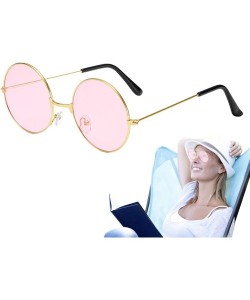 Yuvarlak Cam John Lennon Tarzı Gold Pembe Gözlük